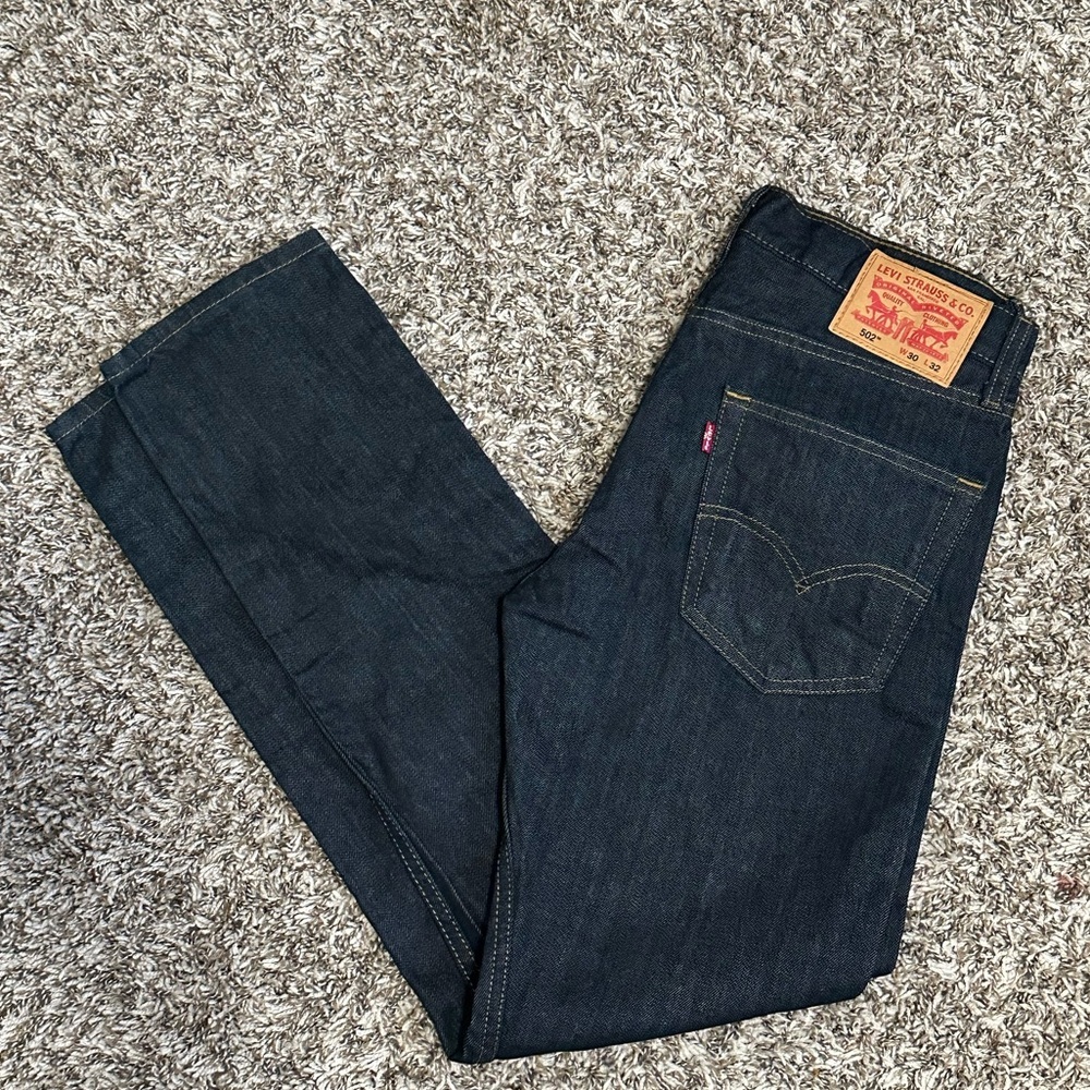 Levi’s Men’s 502 Dark Wash Taper Fit Jeans 33W x 30L - Picture 1 of 8